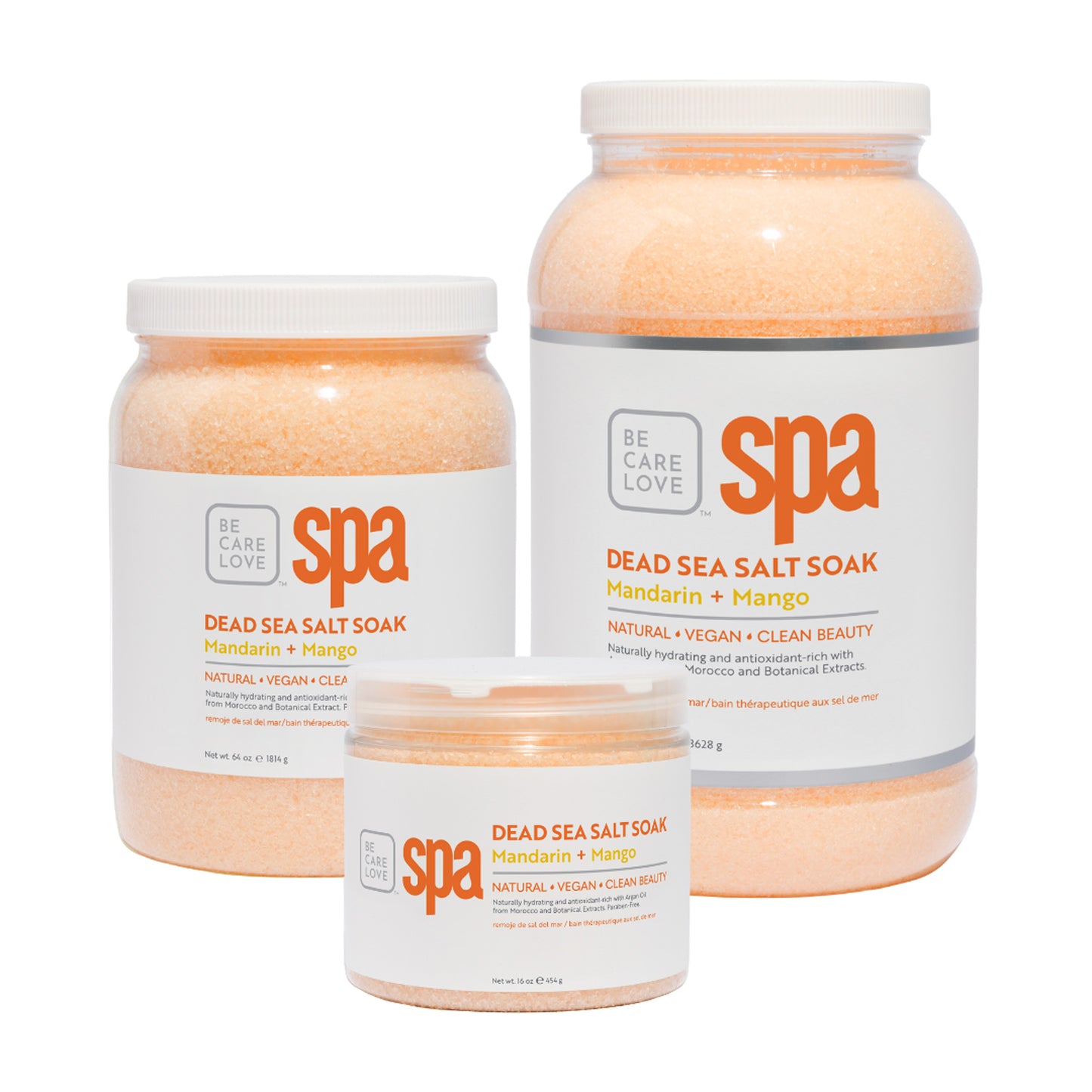 Dead Sea salt soak with mandarin, mango, and argan oil for radiant skin