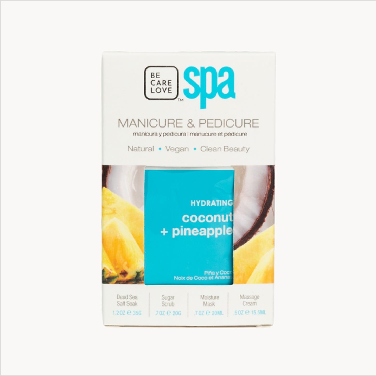 Coconut and pineapple 4-step hydrating manicure and pedicure set