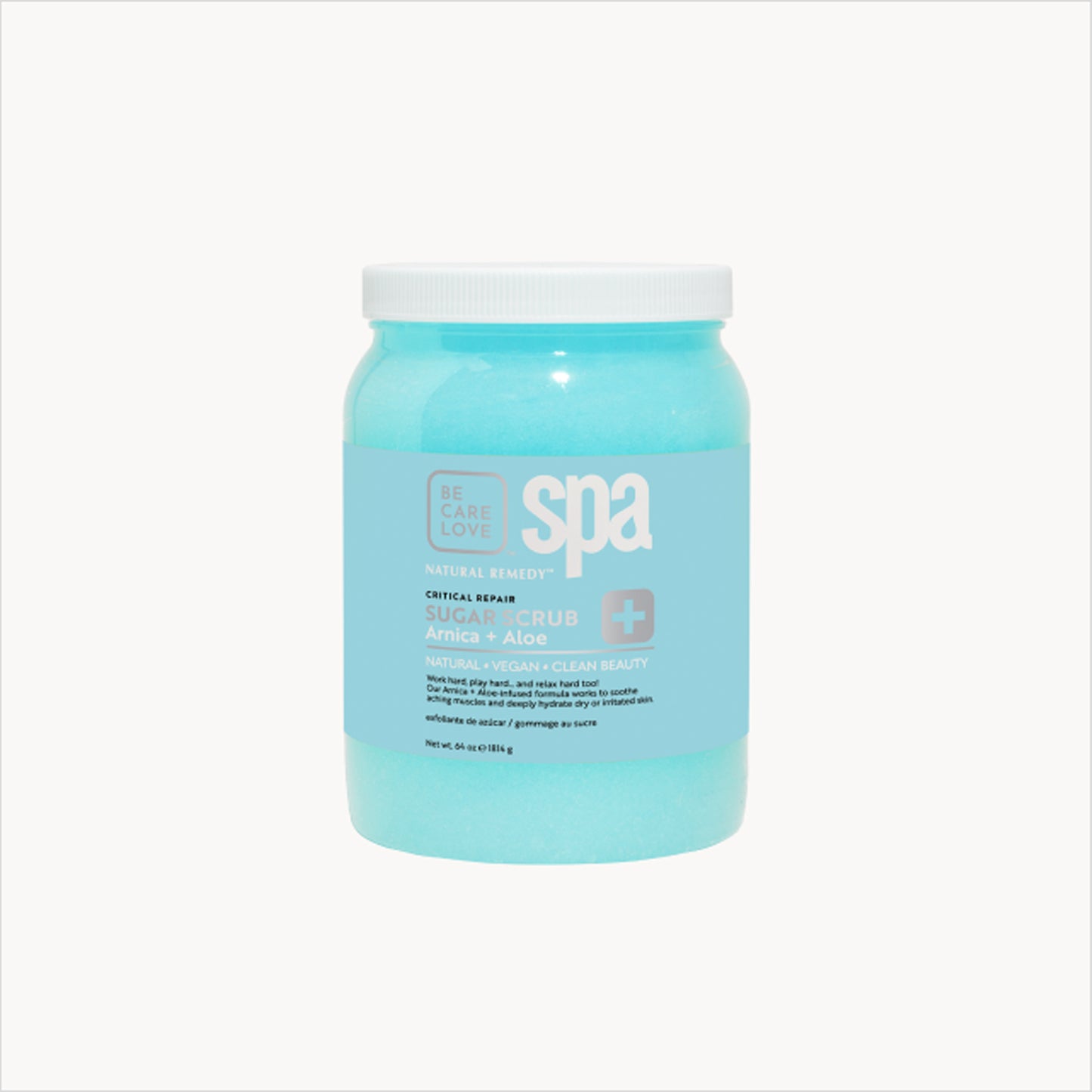 Botanical sugar scrub with arnica and aloe for exfoliating and hydrating rough skin