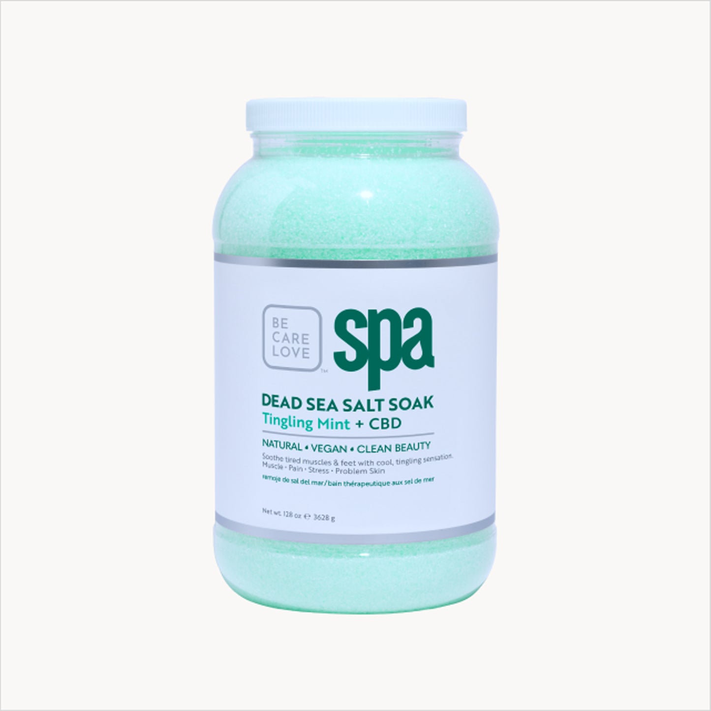 Revitalizing mint Dead Sea salt soak with hemp and eucalyptus