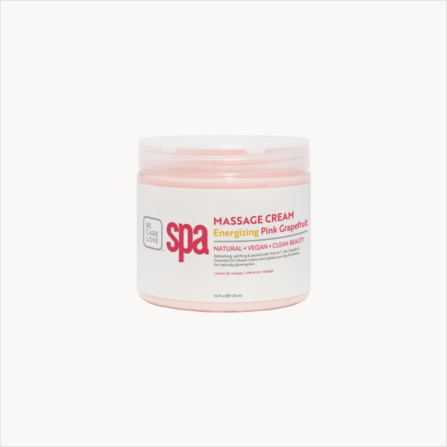 Pink grapefruit massage cream with argan oil and organic ingredients