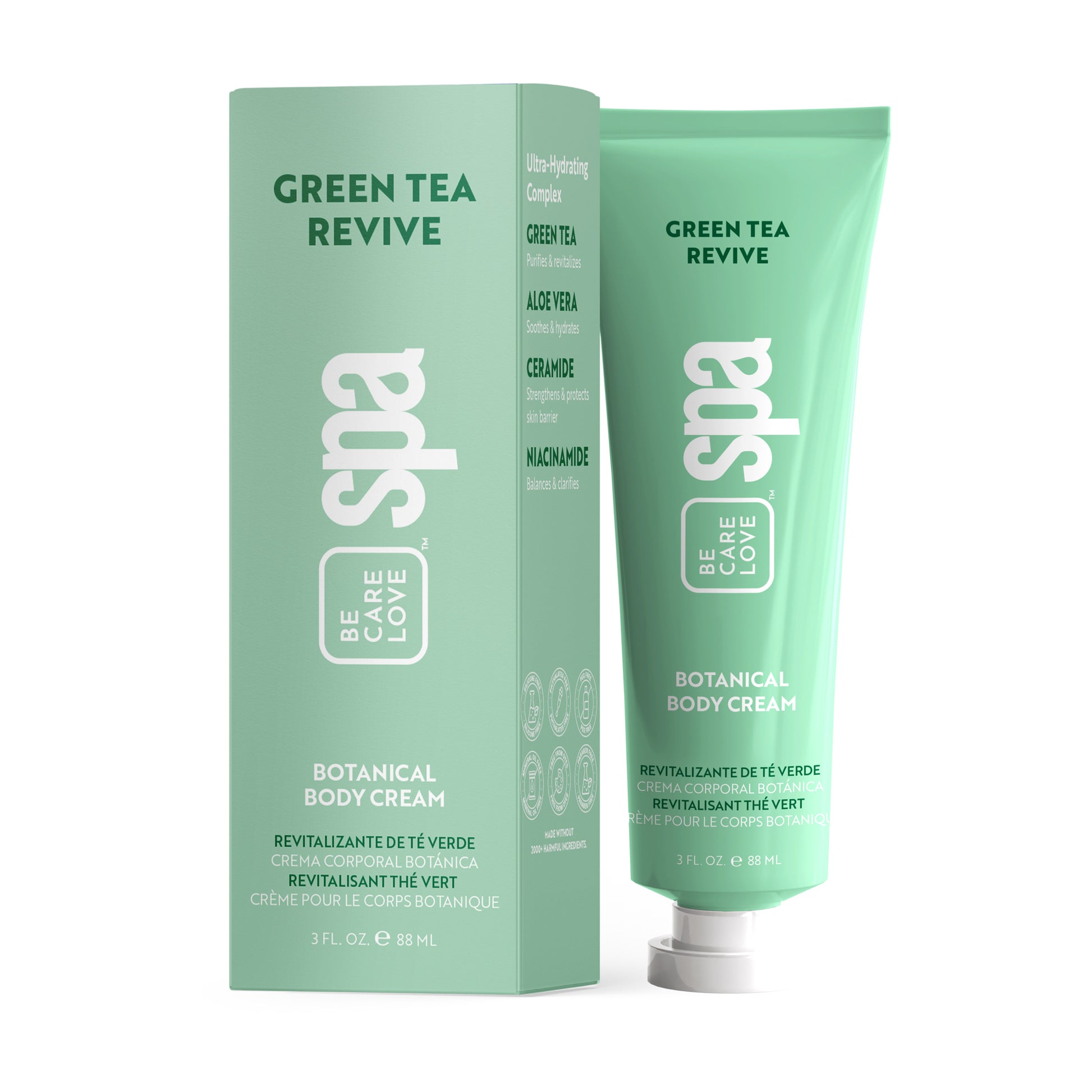 Vegan antioxidant body cream with green tea, aloe vera, and niacinamide