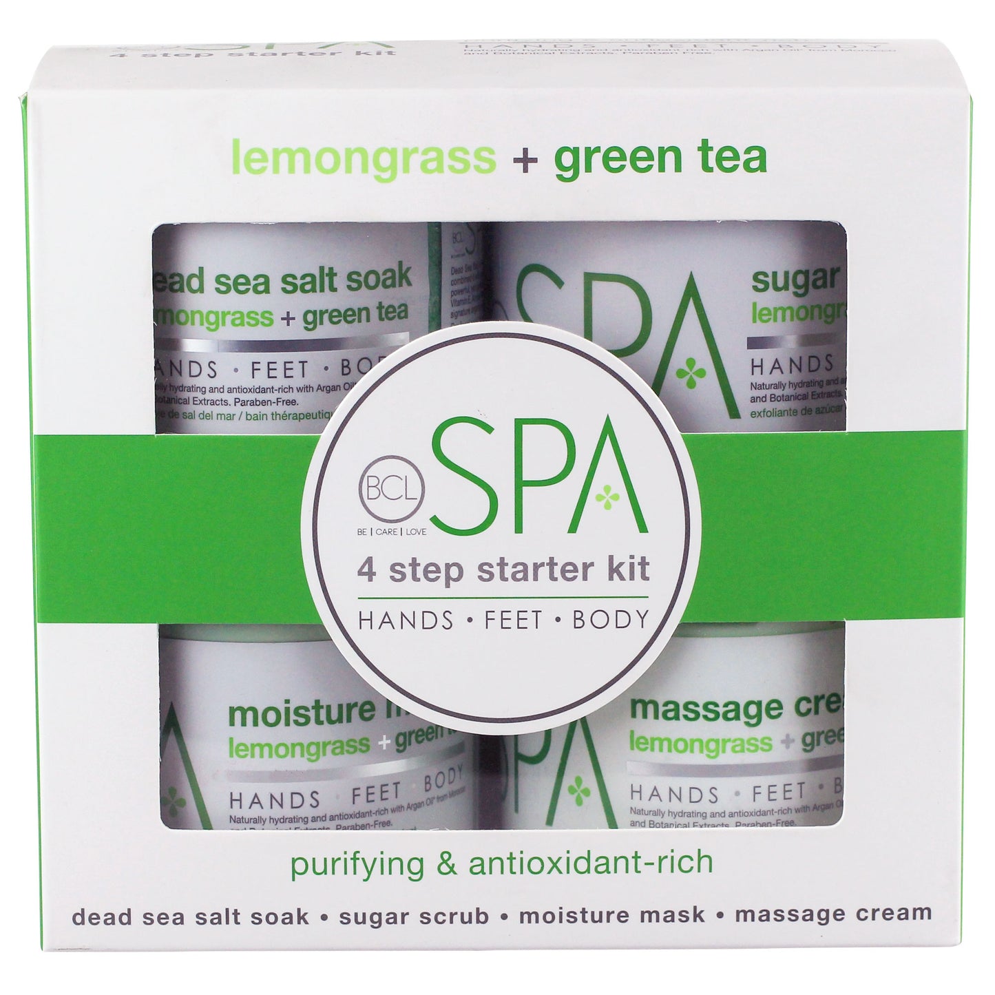 Organic lemongrass and green tea 4-step spa kit for purifying and hydrating skin