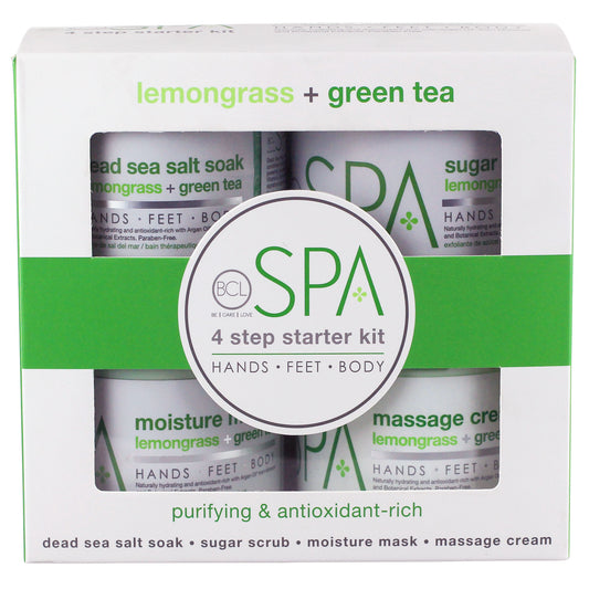 Organic lemongrass and green tea 4-step spa kit for purifying and hydrating skin