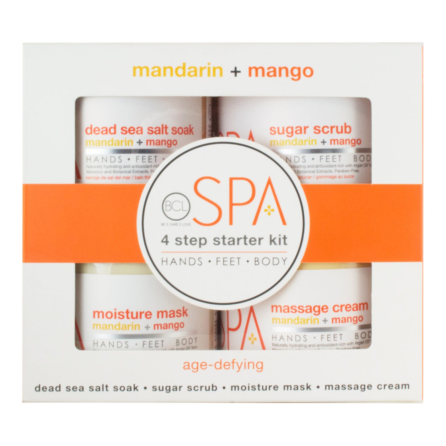 Organic mandarin and mango 4-step spa kit for brightening and hydrating skin