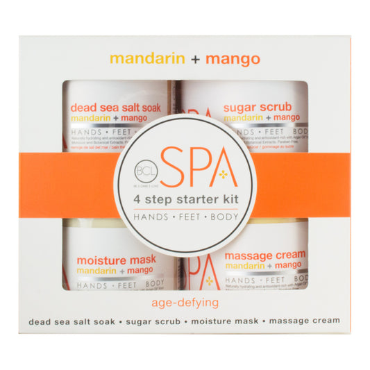 Organic mandarin and mango 4-step spa kit for brightening and hydrating skin