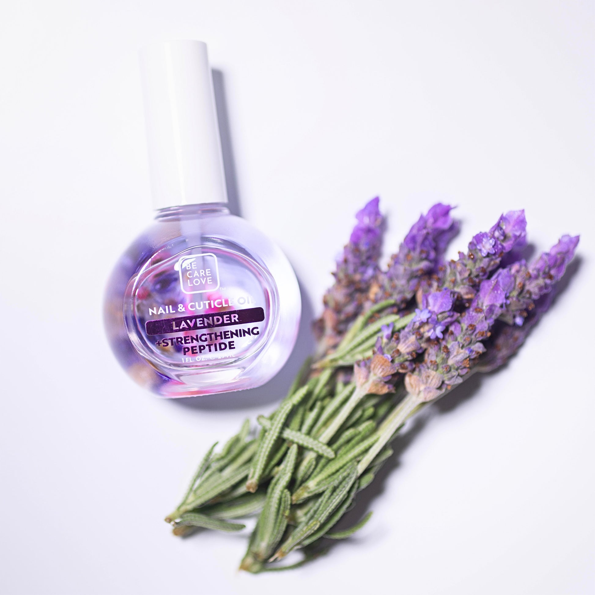Hydrating nail and cuticle oil with lavender and strengthening peptides