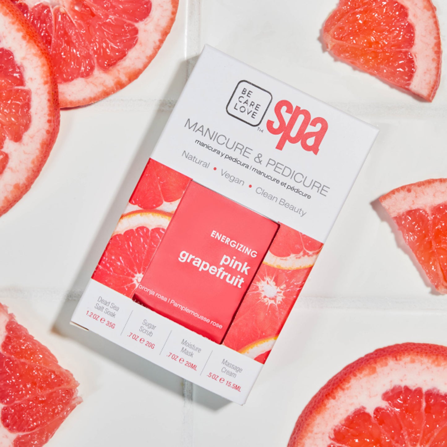 Pink grapefruit and argan oil 4-step energizing manicure and pedicure set