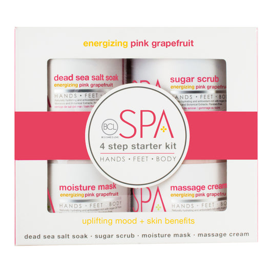 Organic pink grapefruit 4-step spa kit for energizing and hydrating skin