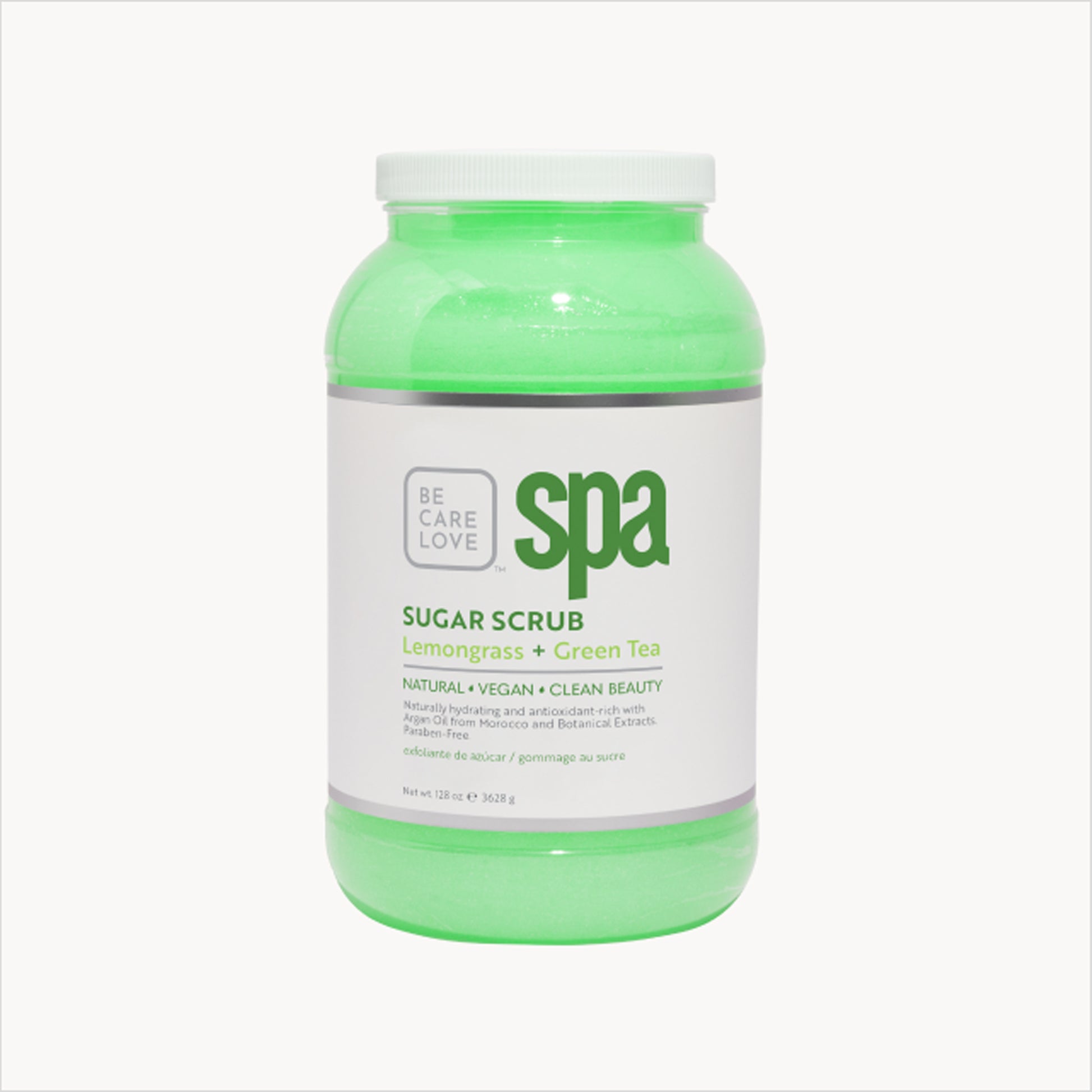 Botanical sugar scrub with lemongrass and green tea for exfoliating and refreshing skin
