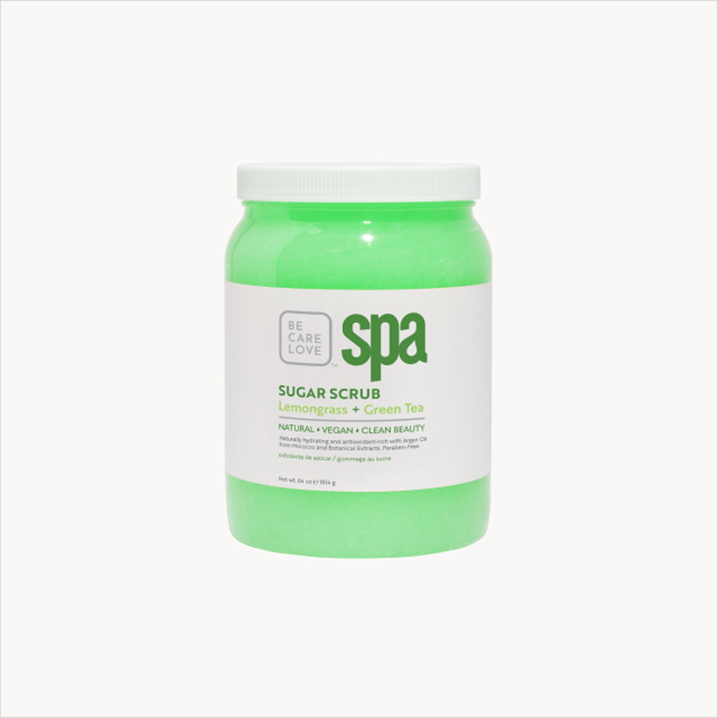 Botanical sugar scrub with lemongrass and green tea for exfoliating and refreshing skin