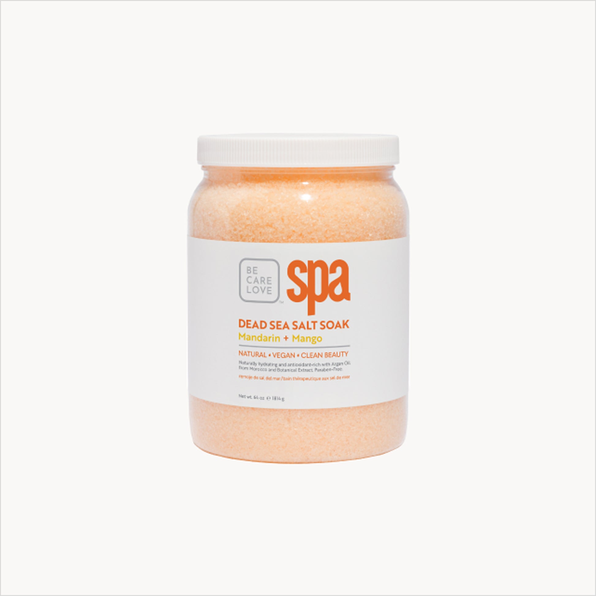 Dead Sea salt soak with mandarin, mango, and argan oil for radiant skin