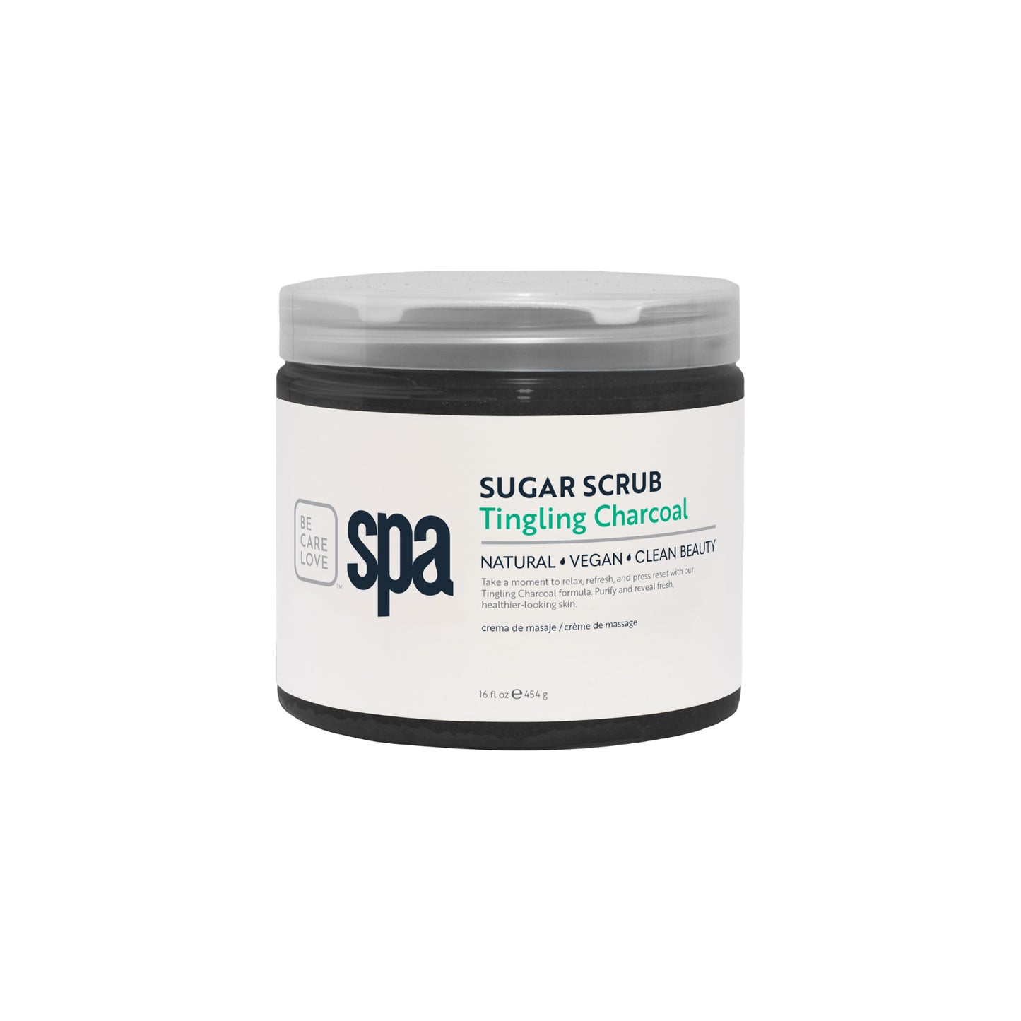 Charcoal sugar scrub with mint and ginger for exfoliating and refreshing skin