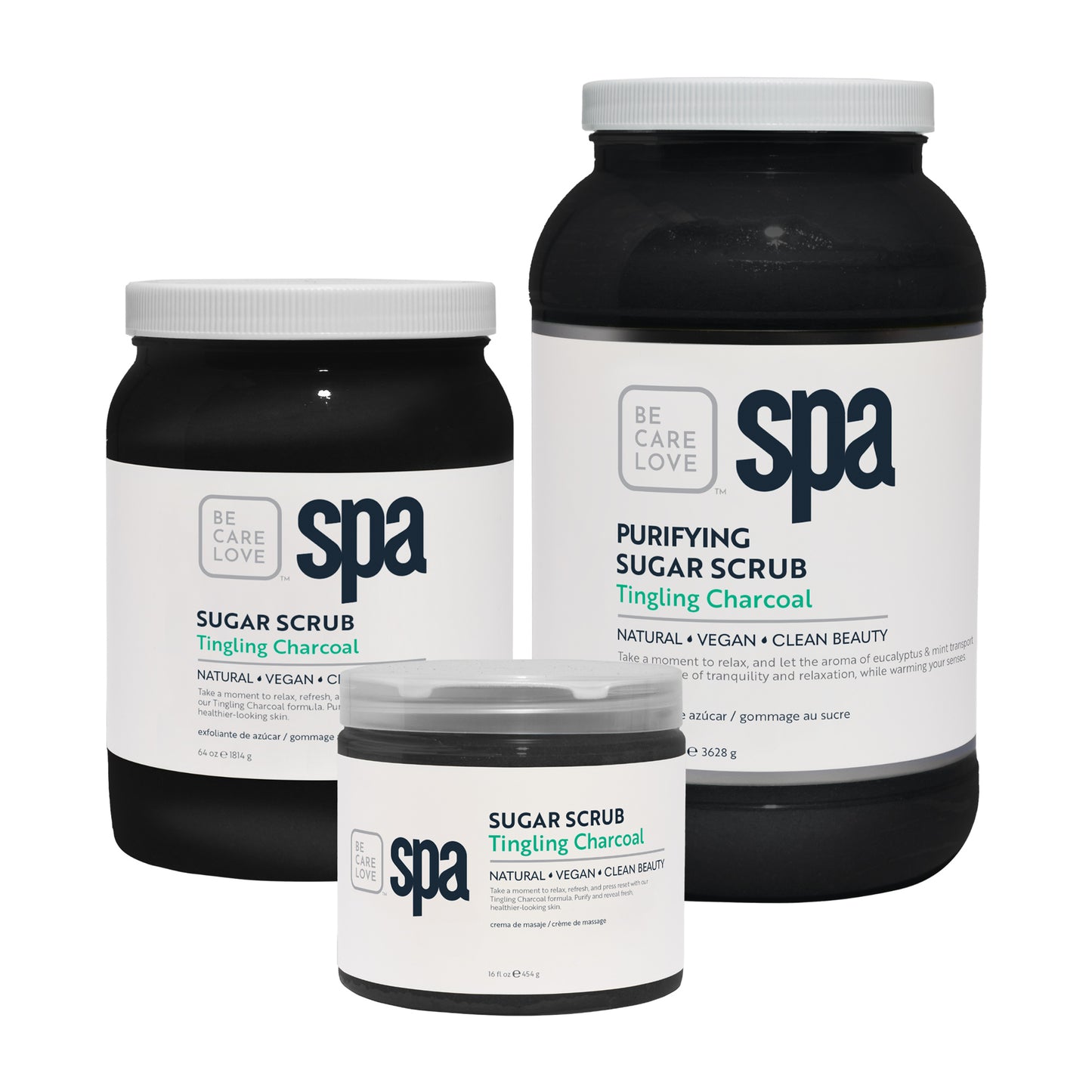 Charcoal sugar scrub with mint and ginger for exfoliating and refreshing skin