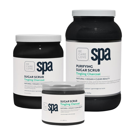 Charcoal sugar scrub with mint and ginger for exfoliating and refreshing skin