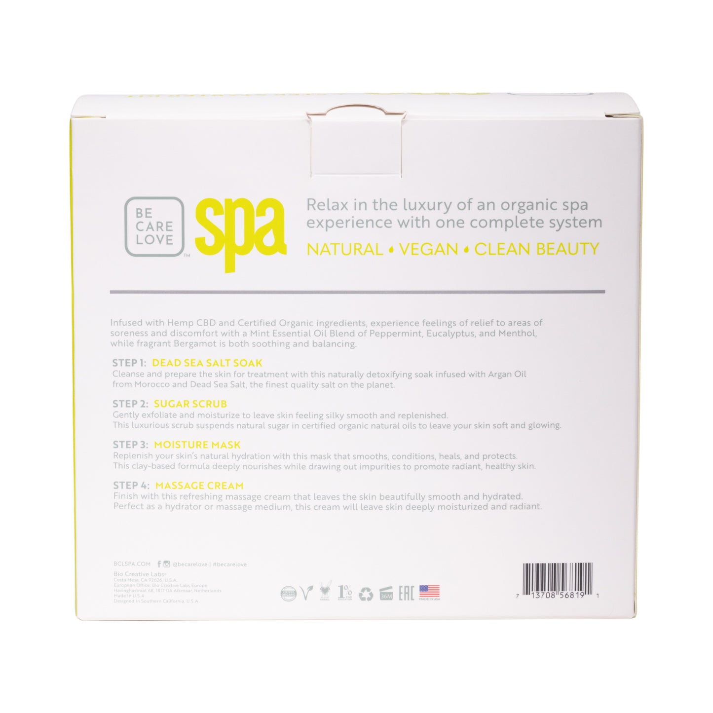 Organic Tropical Mojito 4-step spa kit for refreshing and hydrating skin