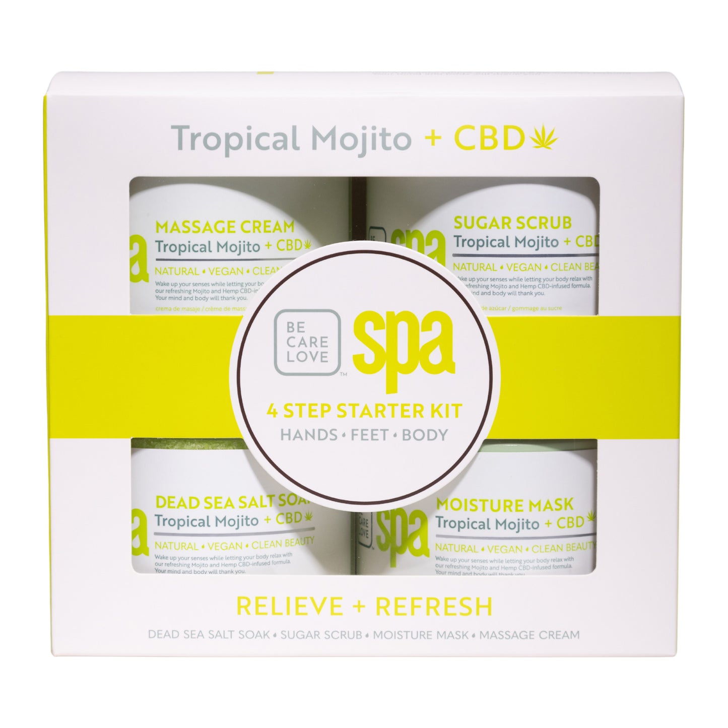 Organic Tropical Mojito 4-step spa kit for refreshing and hydrating skin