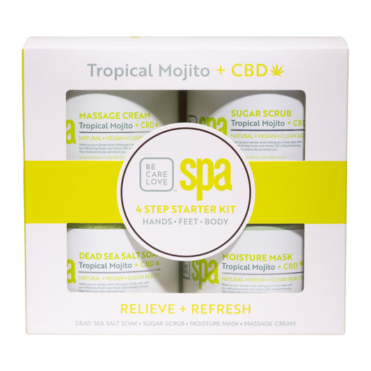 Organic Tropical Mojito 4-step spa kit for refreshing and hydrating skin