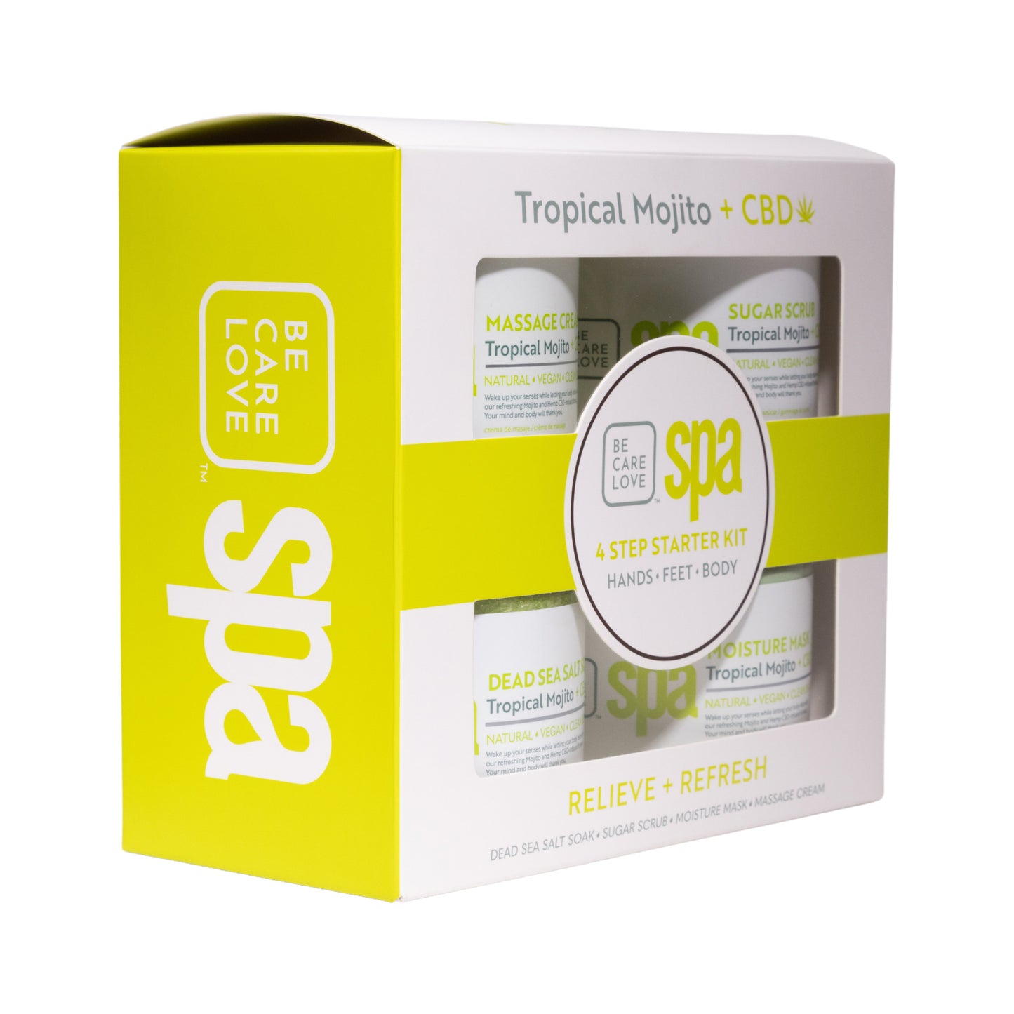 Organic Tropical Mojito 4-step spa kit for refreshing and hydrating skin