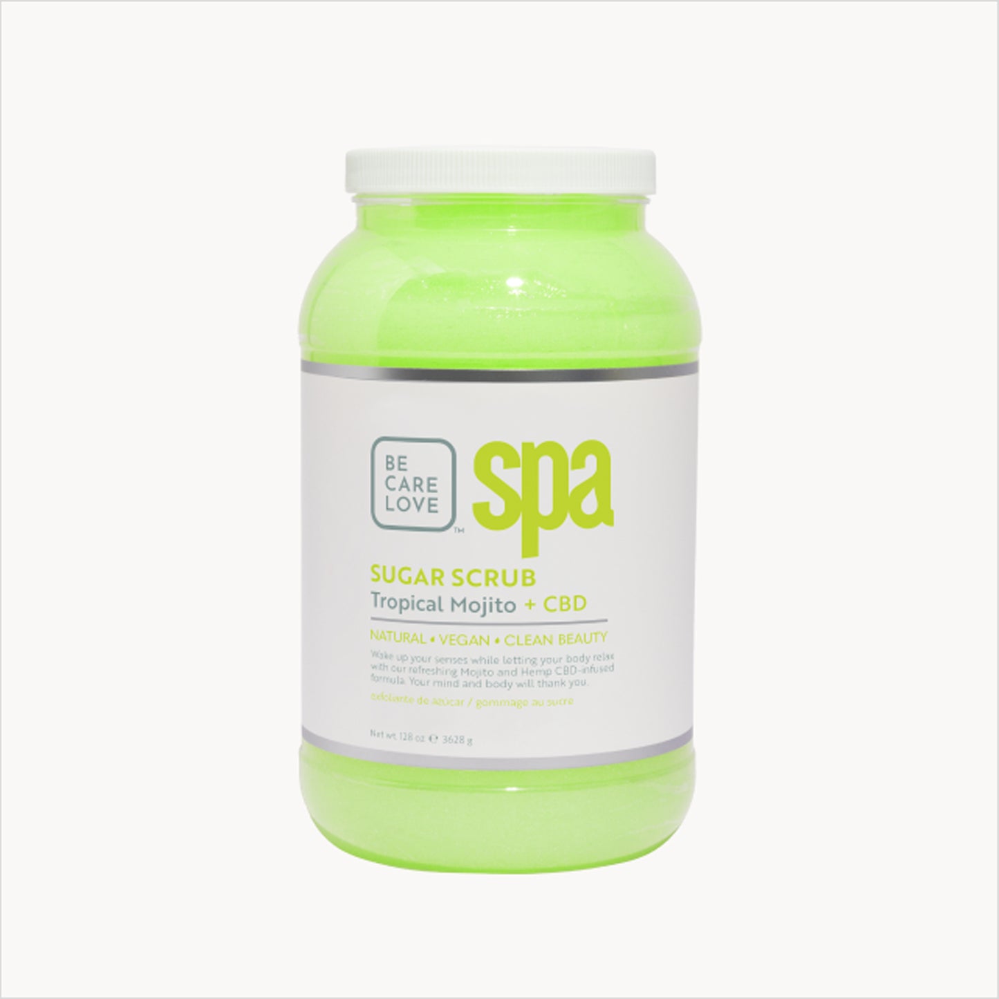 Exfoliating sugar scrub with mint, bergamot, and organic oils for smooth, refreshed skin
