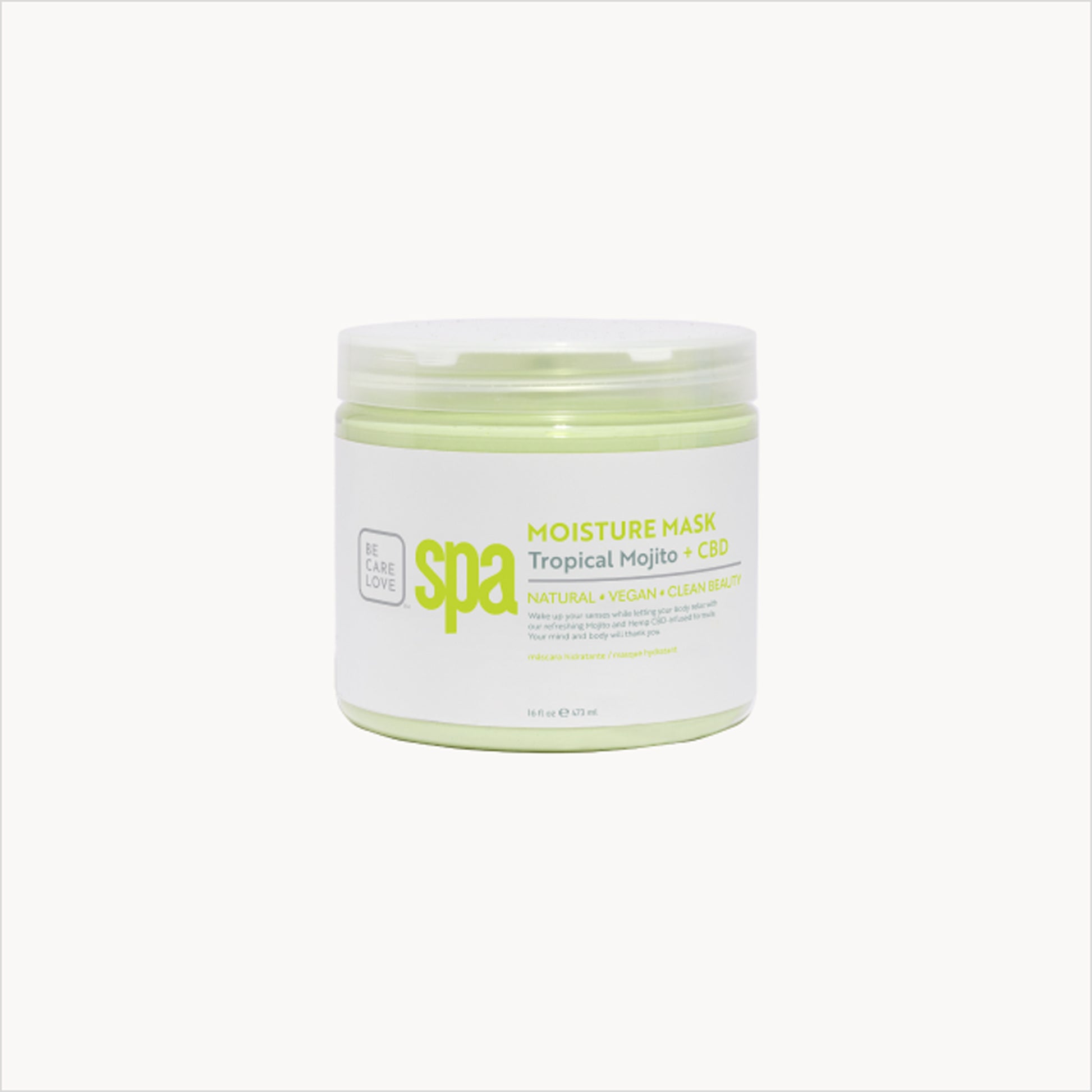 Refreshing tropical mint clay mask with hemp and bergamot