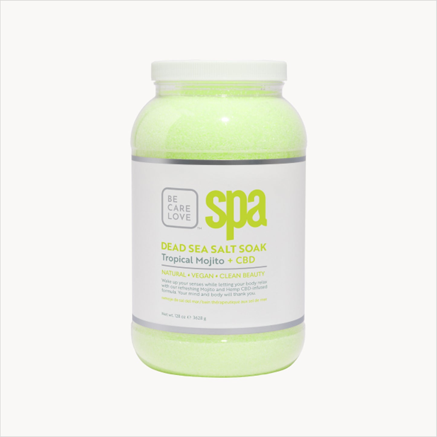 Refreshing Dead Sea salt soak with mint, bergamot, and hemp