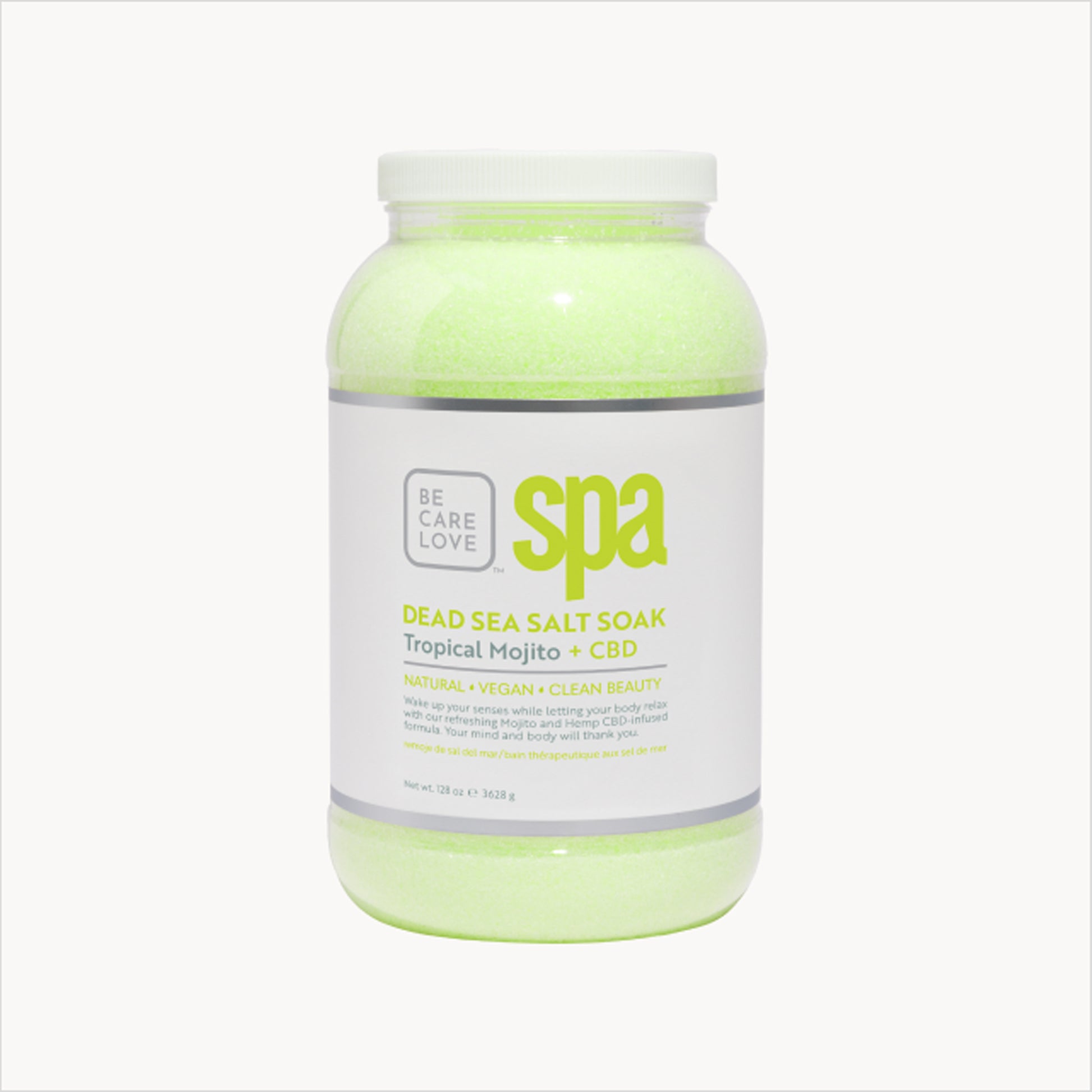 Refreshing Dead Sea salt soak with mint, bergamot, and hemp