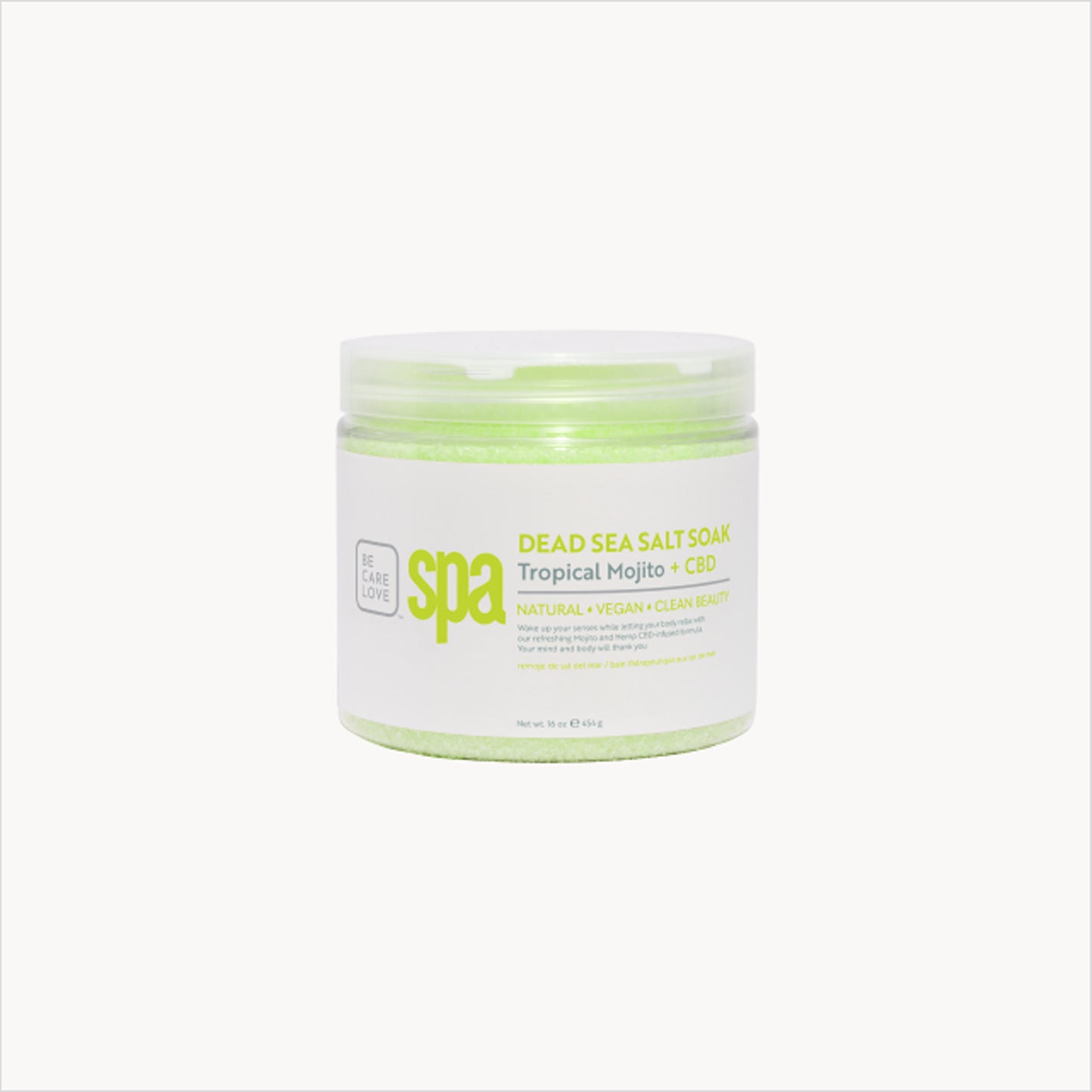 Refreshing Dead Sea salt soak with mint, bergamot, and hemp