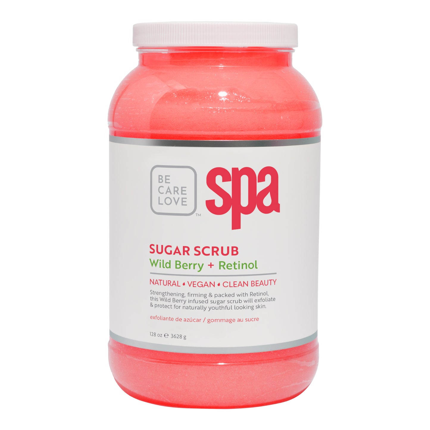 Exfoliating sugar scrub with wild berries and retinol for radiant, smooth skin