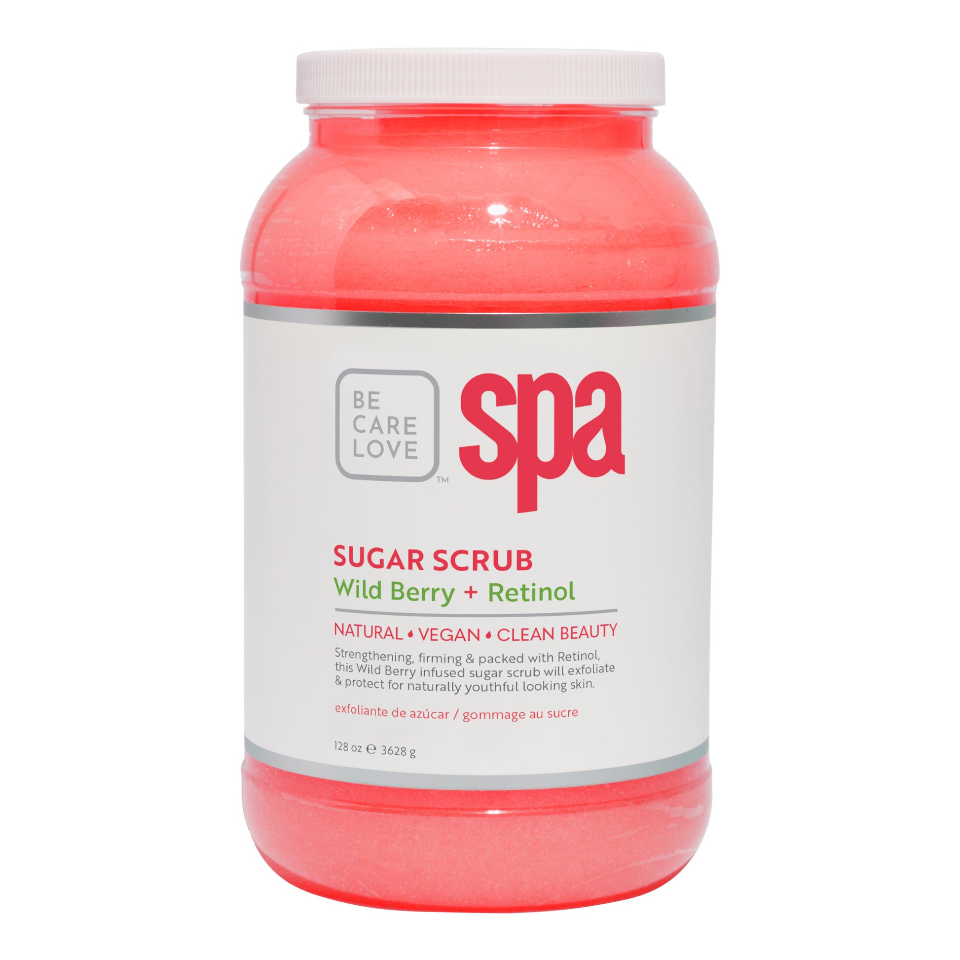 Exfoliating sugar scrub with wild berries and retinol for radiant, smooth skin