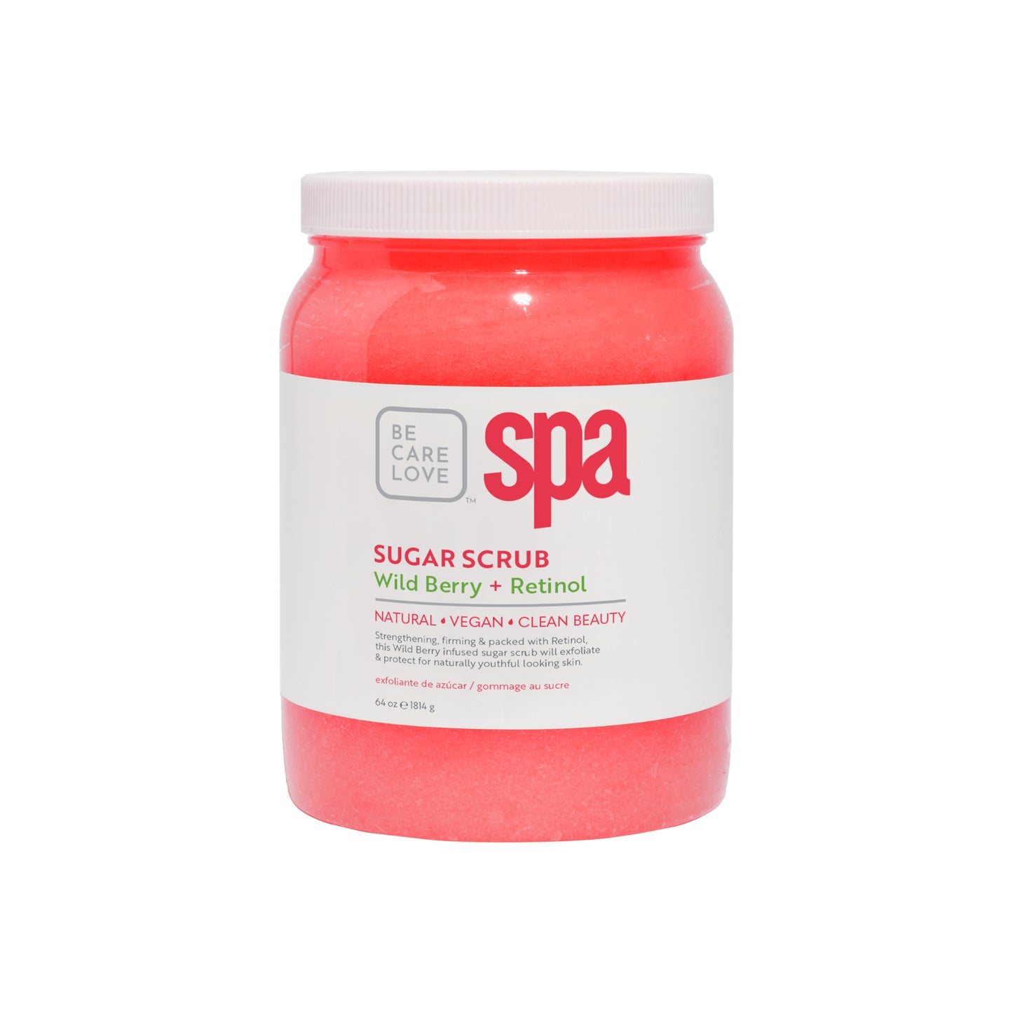 Exfoliating sugar scrub with wild berries and retinol for radiant, smooth skin