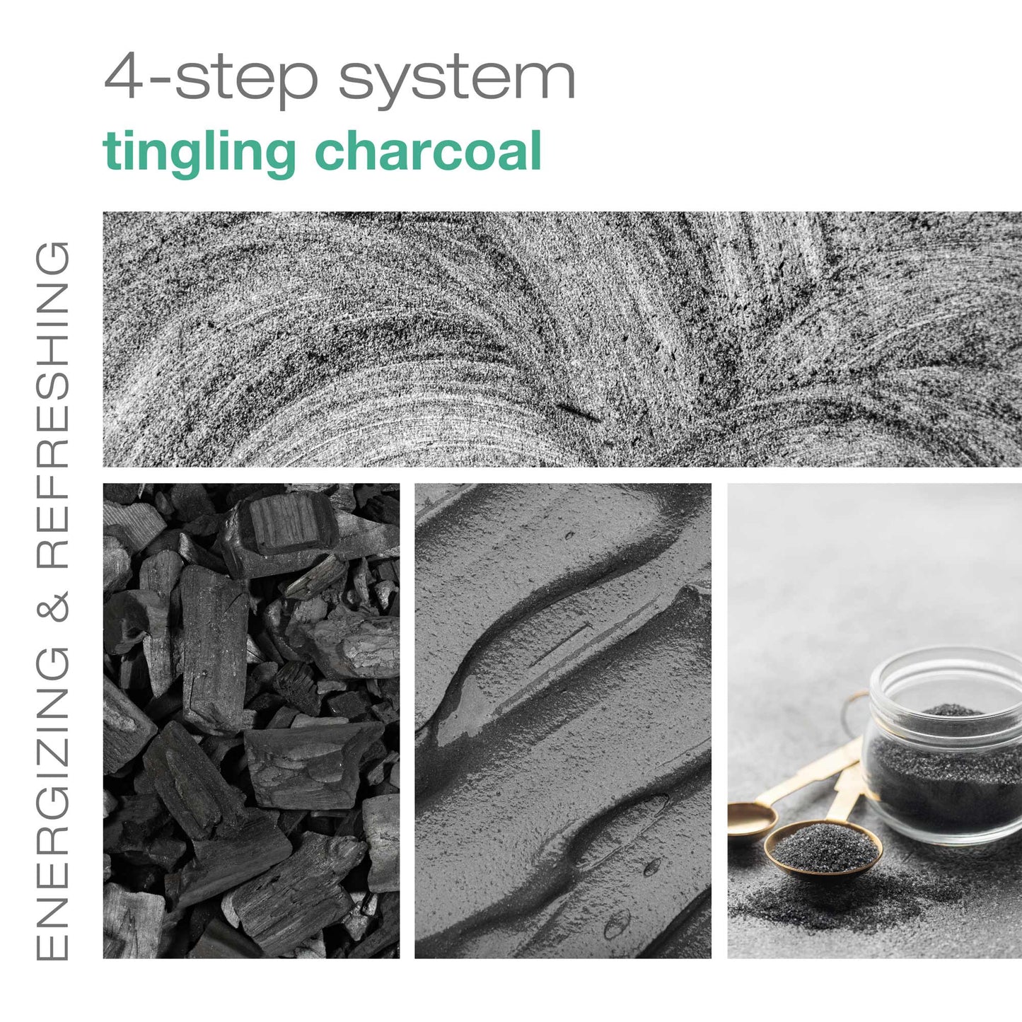 Charcoal sugar scrub with mint and ginger for exfoliating and refreshing skin