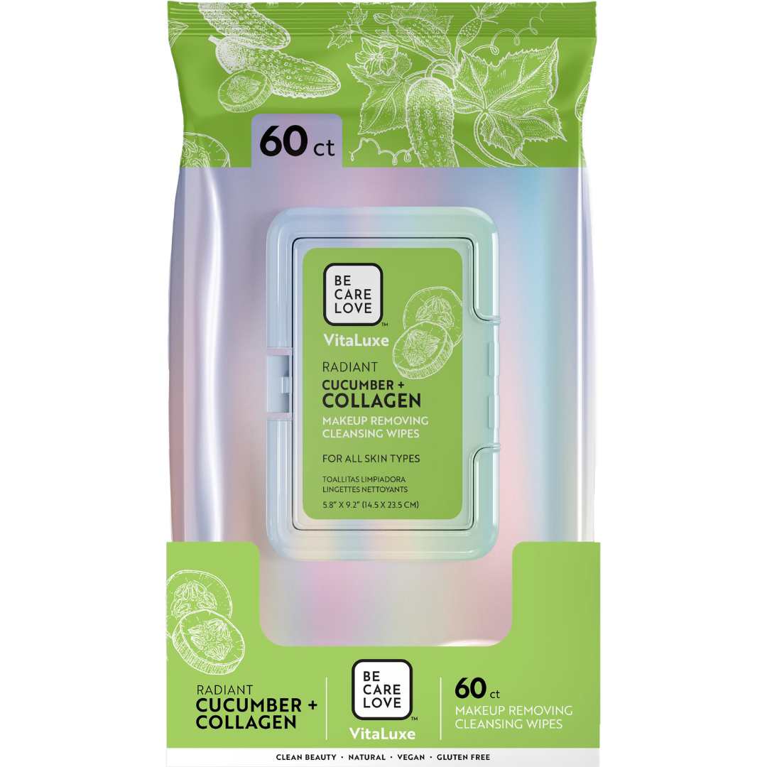 VitaLuxe Radiant Cucumber + Collagen Makeup Removing Cleansing Wipes