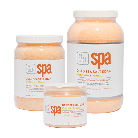 Dead Sea salt soak with mandarin, mango, and argan oil for radiant skin