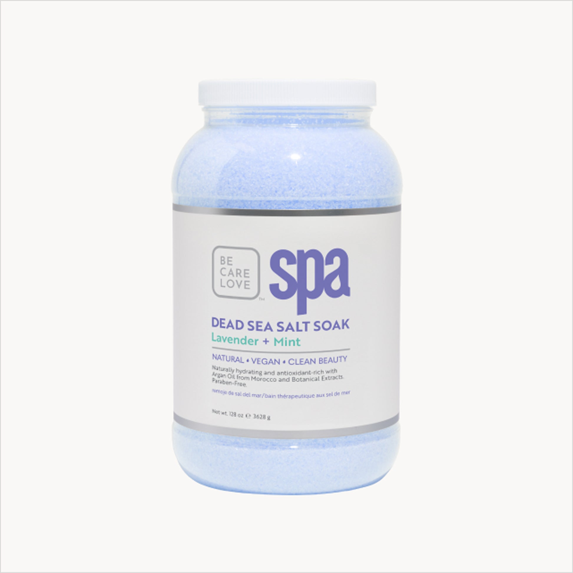 Lavender and mint Dead Sea salt soak for professional spa treatments