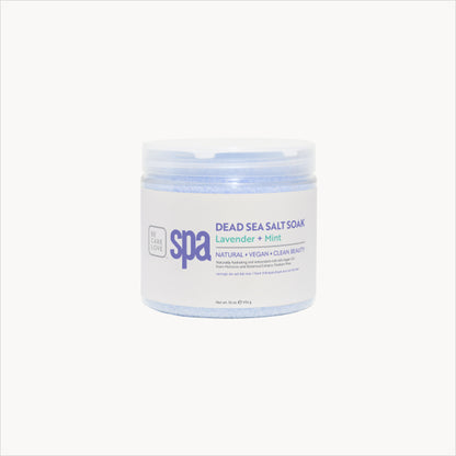 Lavender and mint Dead Sea salt soak for professional spa treatments