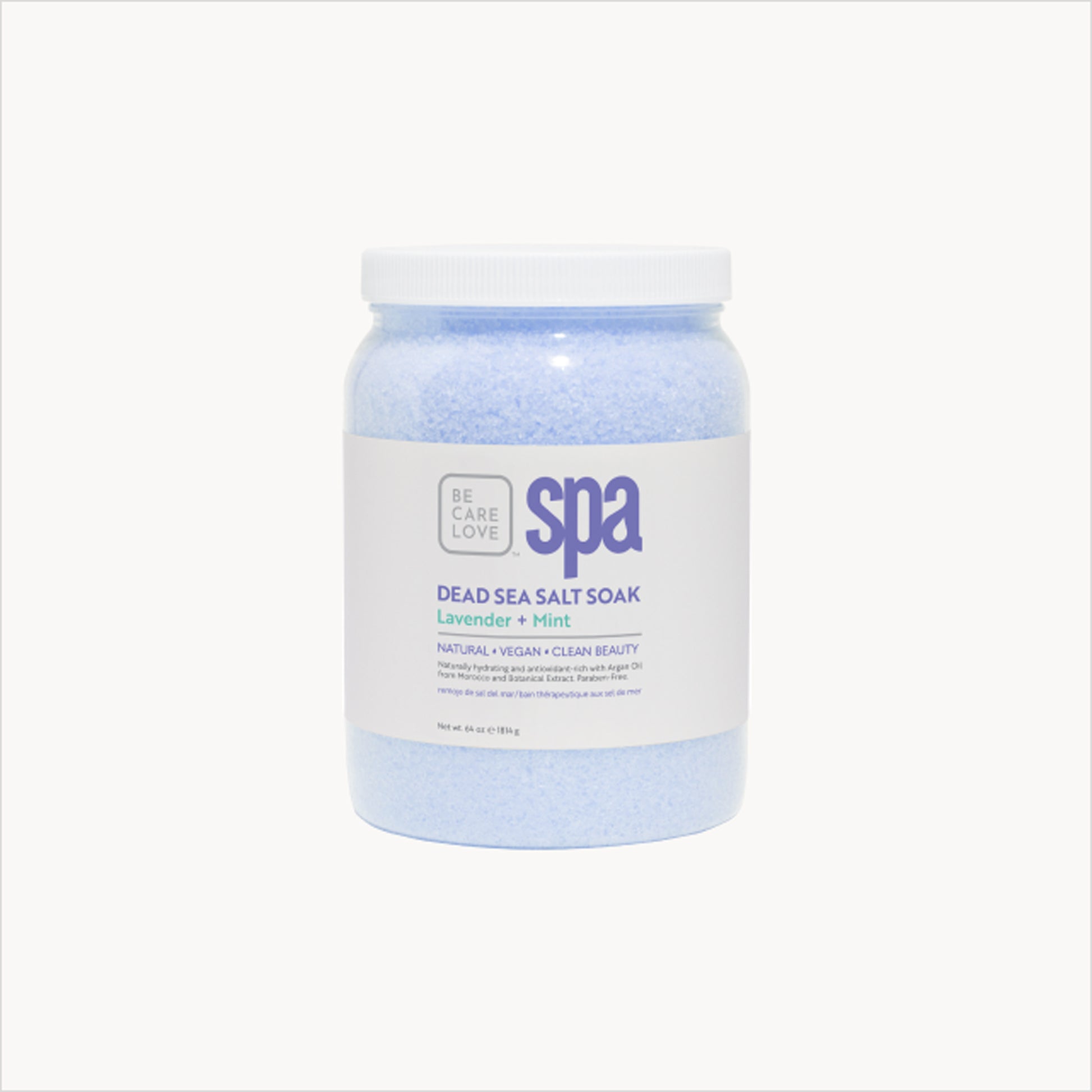 Lavender and mint Dead Sea salt soak for professional spa treatments