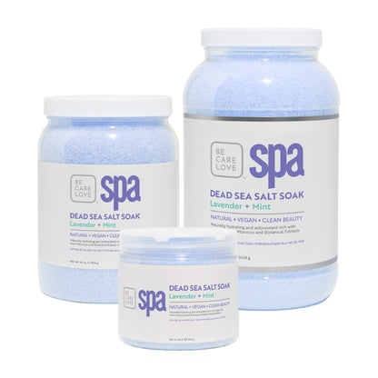 Lavender and mint Dead Sea salt soak for professional spa treatments