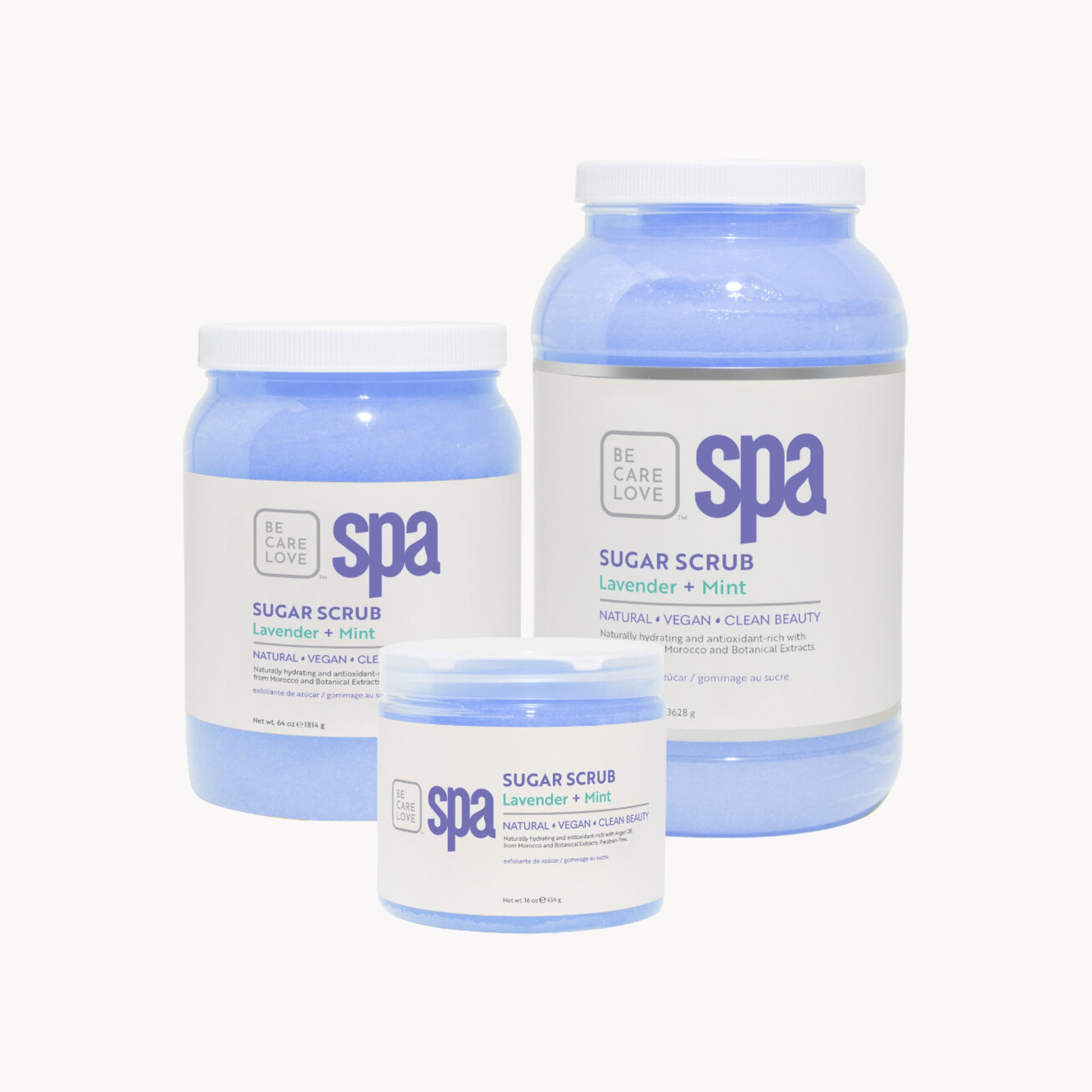Botanical sugar scrub with lavender and mint for exfoliating and moisturizing