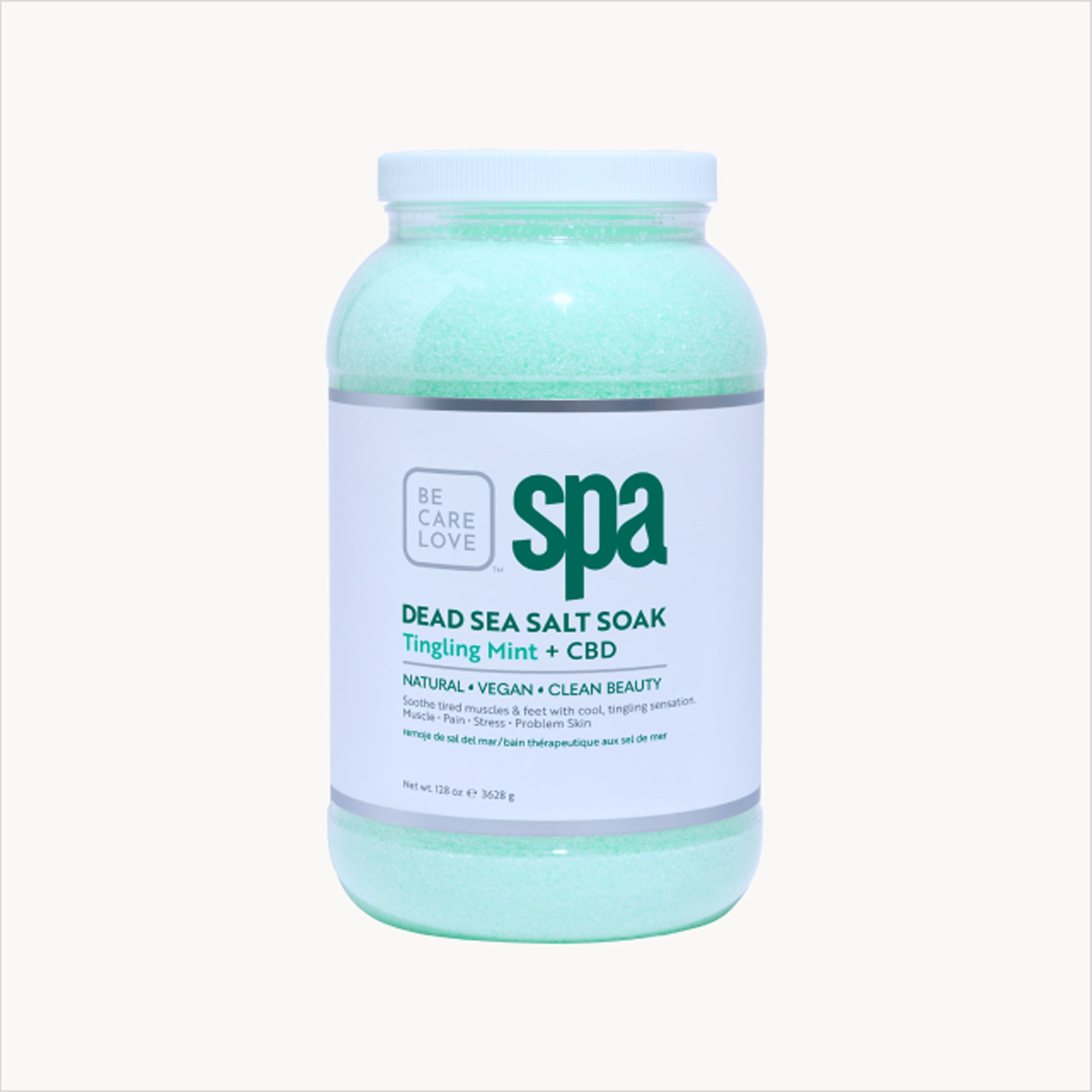 Revitalizing mint Dead Sea salt soak with hemp and eucalyptus