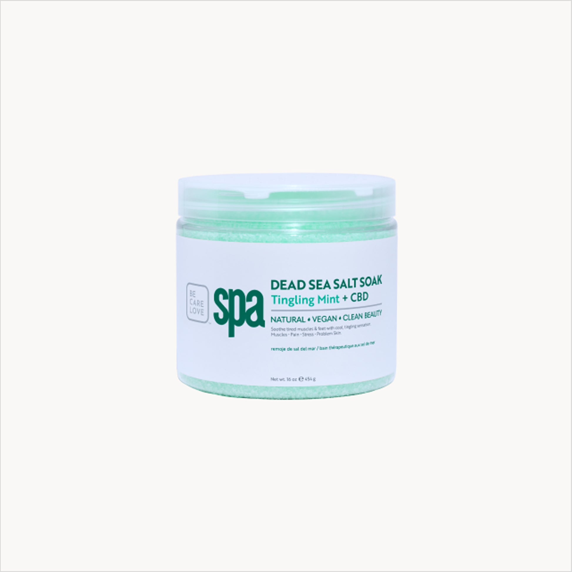 Revitalizing mint Dead Sea salt soak with hemp and eucalyptus