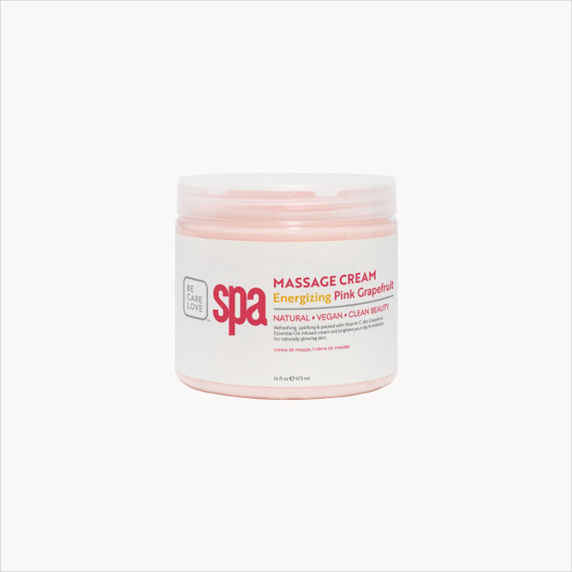 Pink grapefruit massage cream with argan oil and organic ingredients