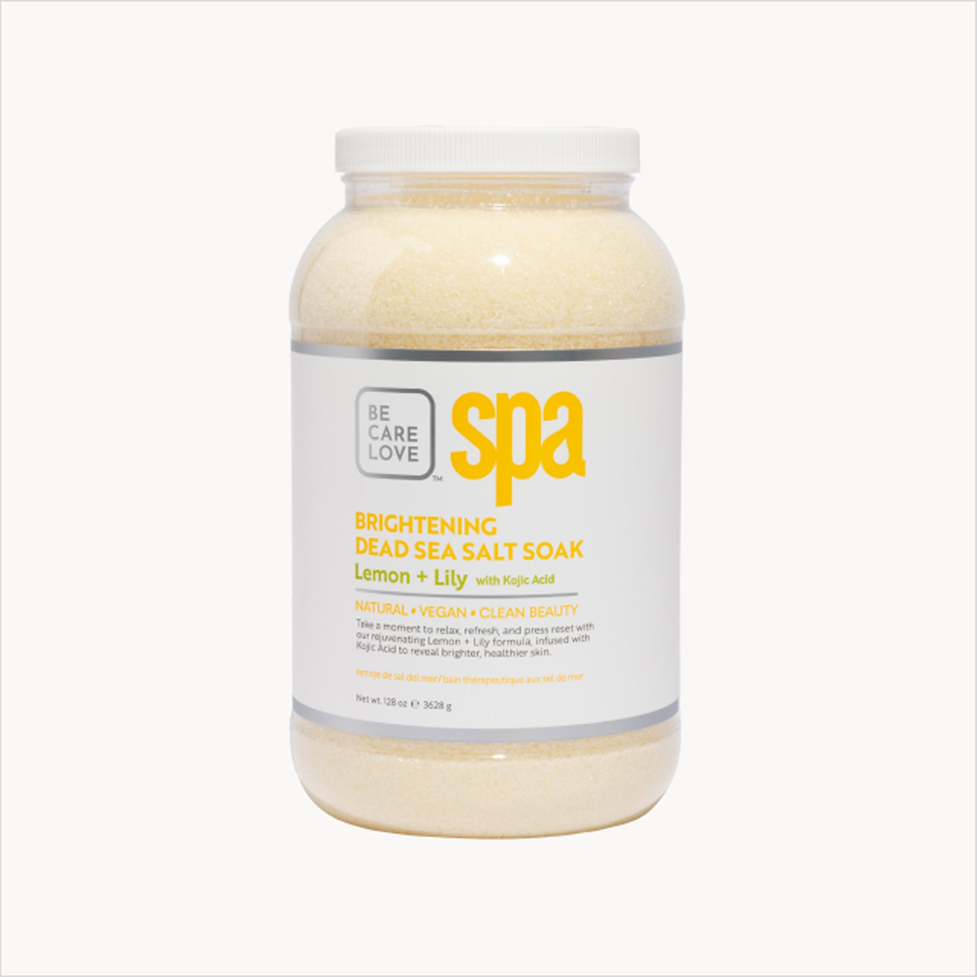 Brightening Dead Sea salt soak with lemon, lily, and kojic acid