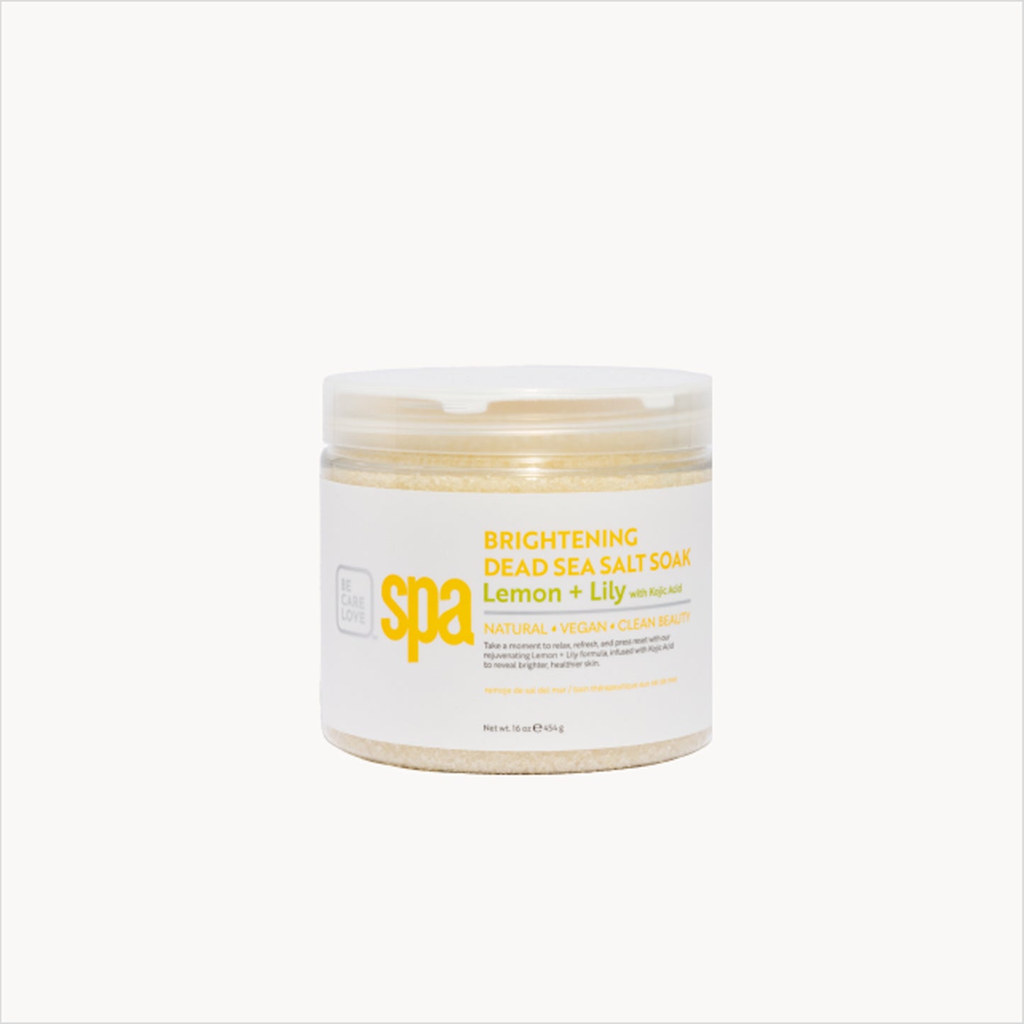 Brightening Dead Sea salt soak with lemon, lily, and kojic acid