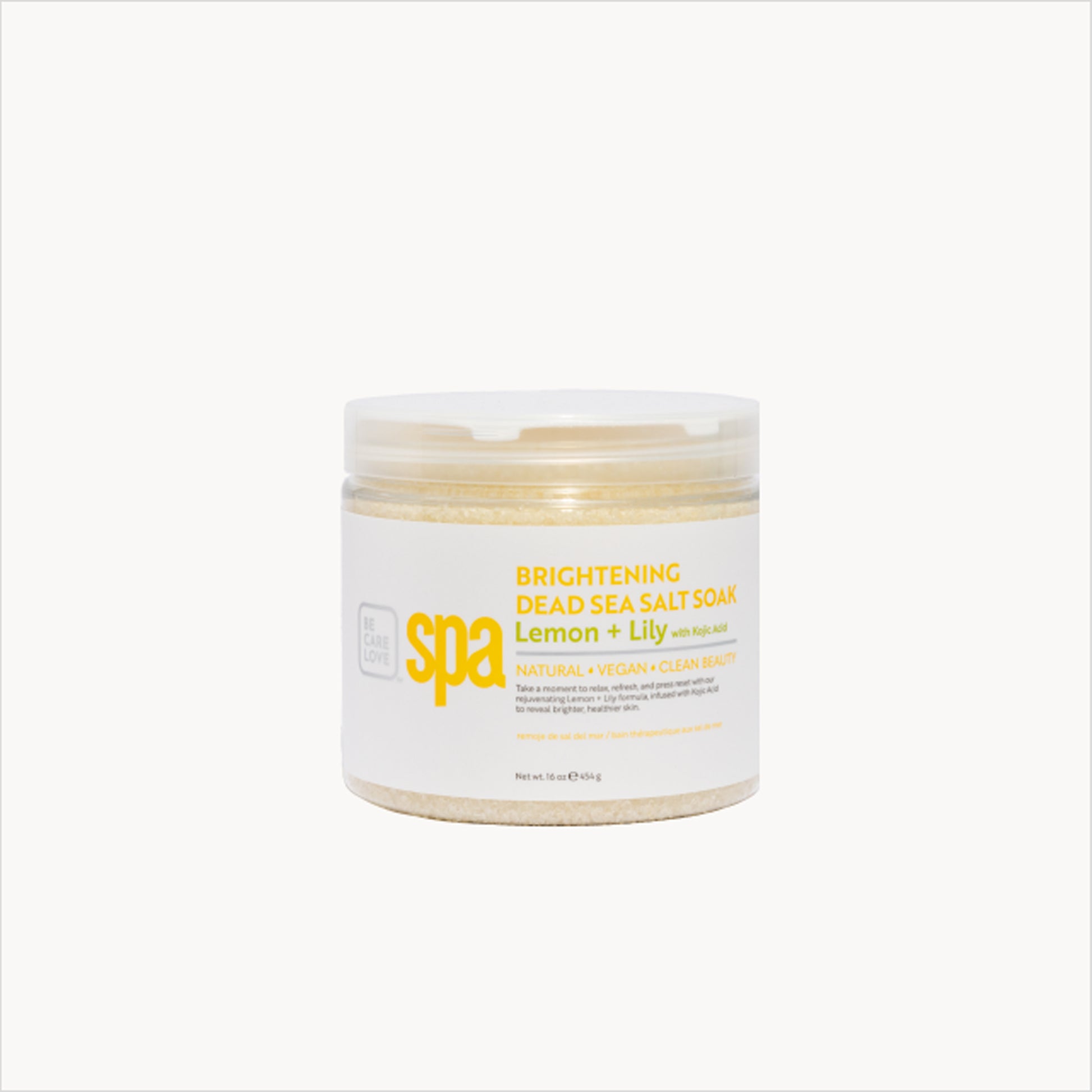 Brightening Dead Sea salt soak with lemon, lily, and kojic acid