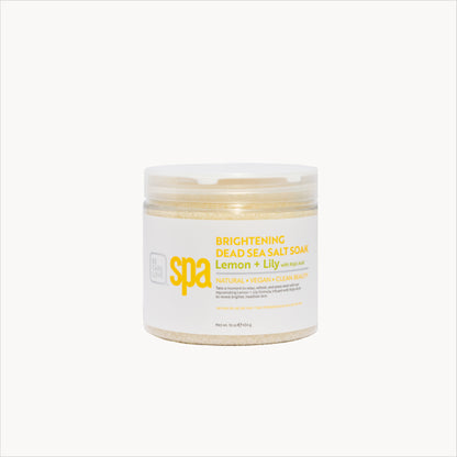 Brightening Dead Sea salt soak with lemon, lily, and kojic acid