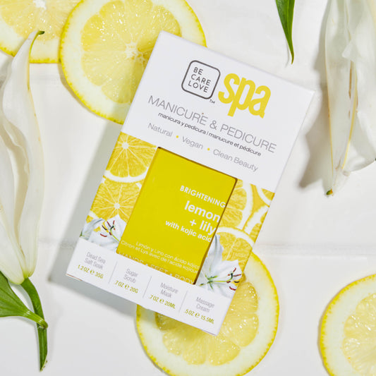 Lemon and kojic acid 4-step brightening manicure and pedicure set