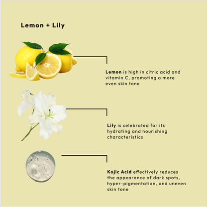 Brightening sugar scrub with lemon, lily, and kojic acid for smooth, glowing skin