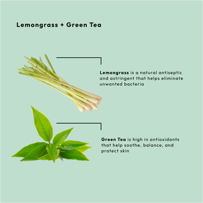 Purifying lemongrass and green tea clay mask with organic botanicals