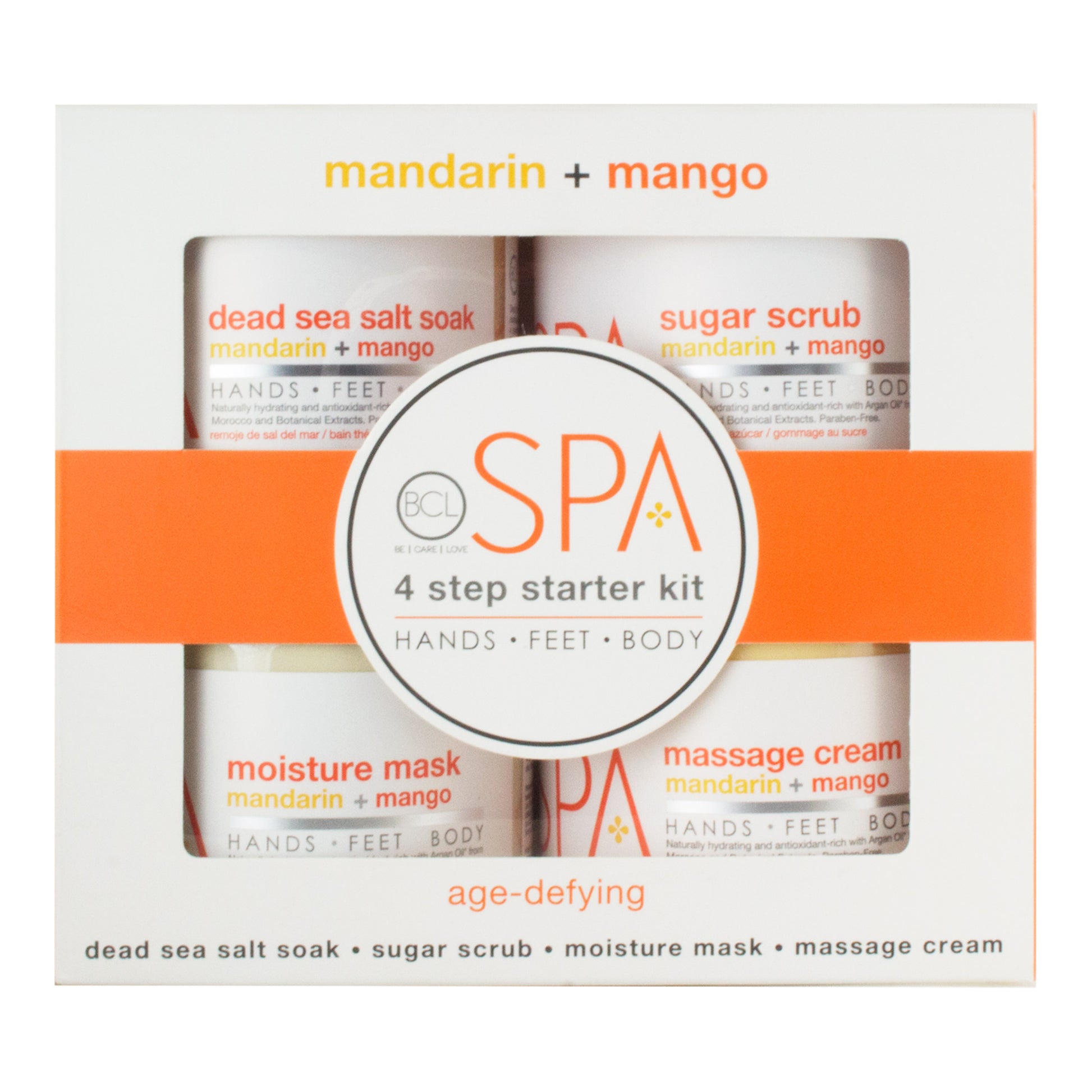 Organic mandarin and mango 4-step spa kit for brightening and hydrating skin